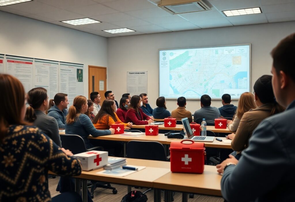 The psychology of preparedness. People gathered for a preparedness meeting.